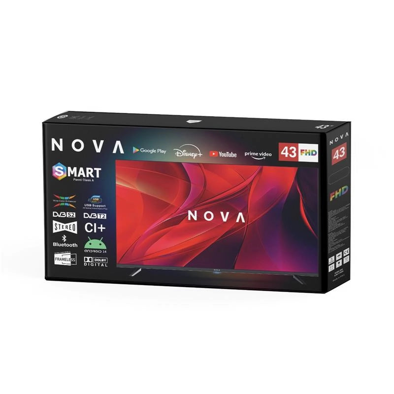 NOVA SMART TV PANEL CLASS A 43 FHD CON BLUETOOTH ANDROID 14 USB SUPPORT