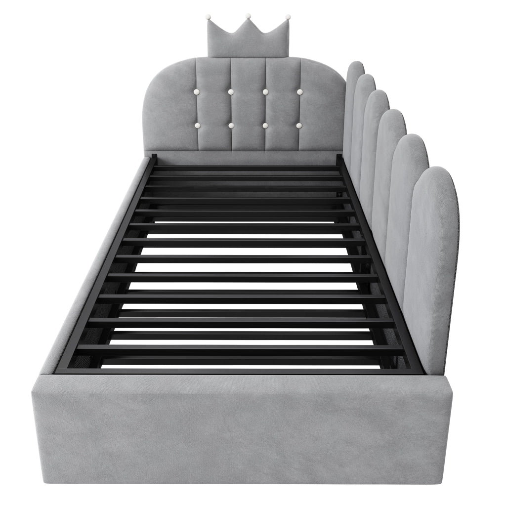 Letto singolo grigio 90x200 cm con letto estraibile