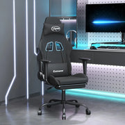 Sedia da Gaming con Poggiapiedi Nero in Tessuto 3143725