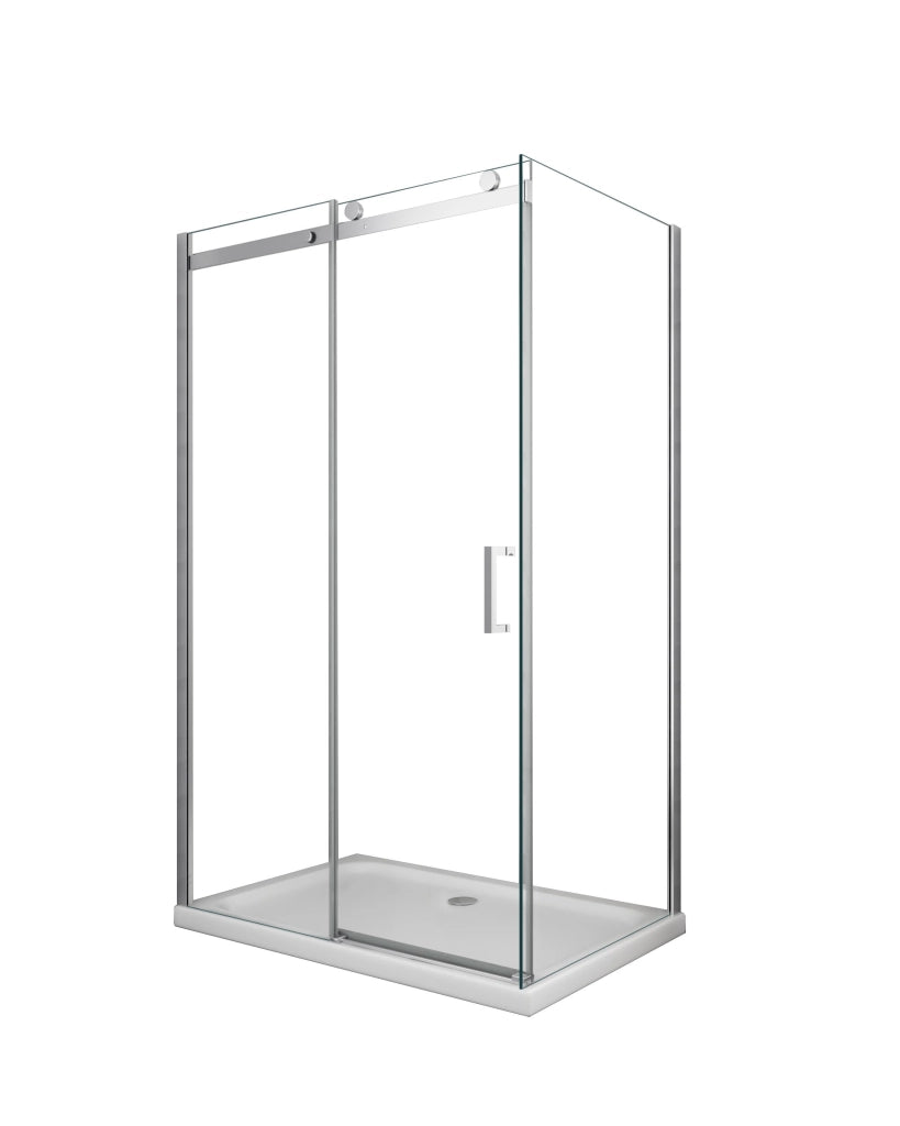 Box doccia 8 MM a 2 lati parete fissa laterale + porta scorrevole reversibile altezza 190 cm 80x120