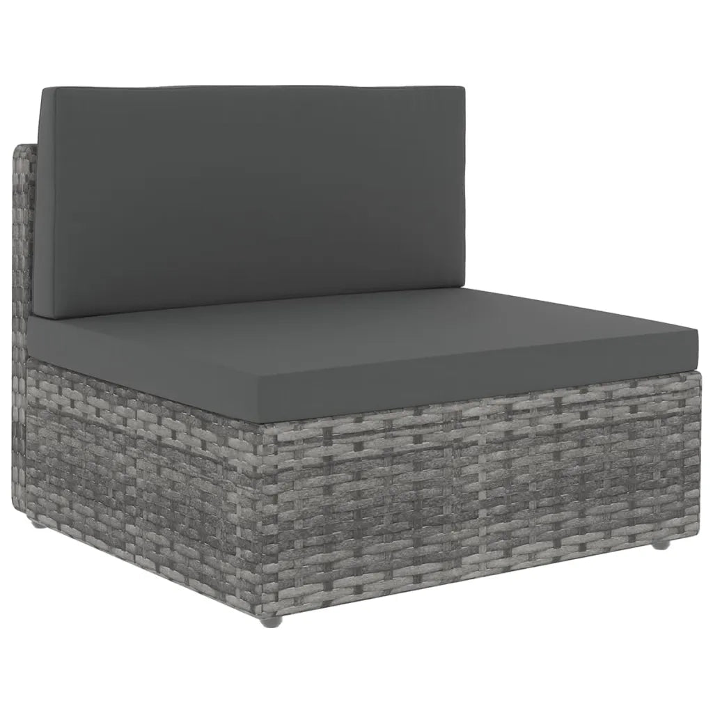 Set Divani da Giardino 5 pz con Cuscini in Polyrattan Grigio 3067172