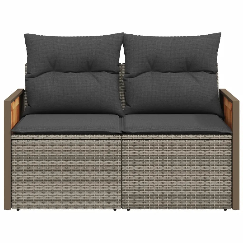 Divano da Giardino con Cuscini 2 Posti Grigio in Polyrattan 366146