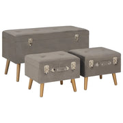 Sgabelli con Contenitore 3 pz in Velluto Grigio 329256