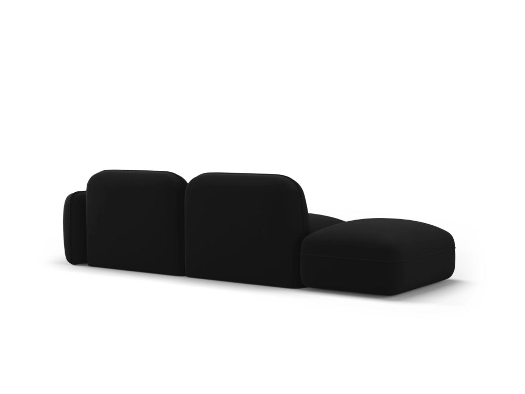 Cosmopolitan Design - Divano modulare sinistro "Sydney" 3 posti in velluto nero 