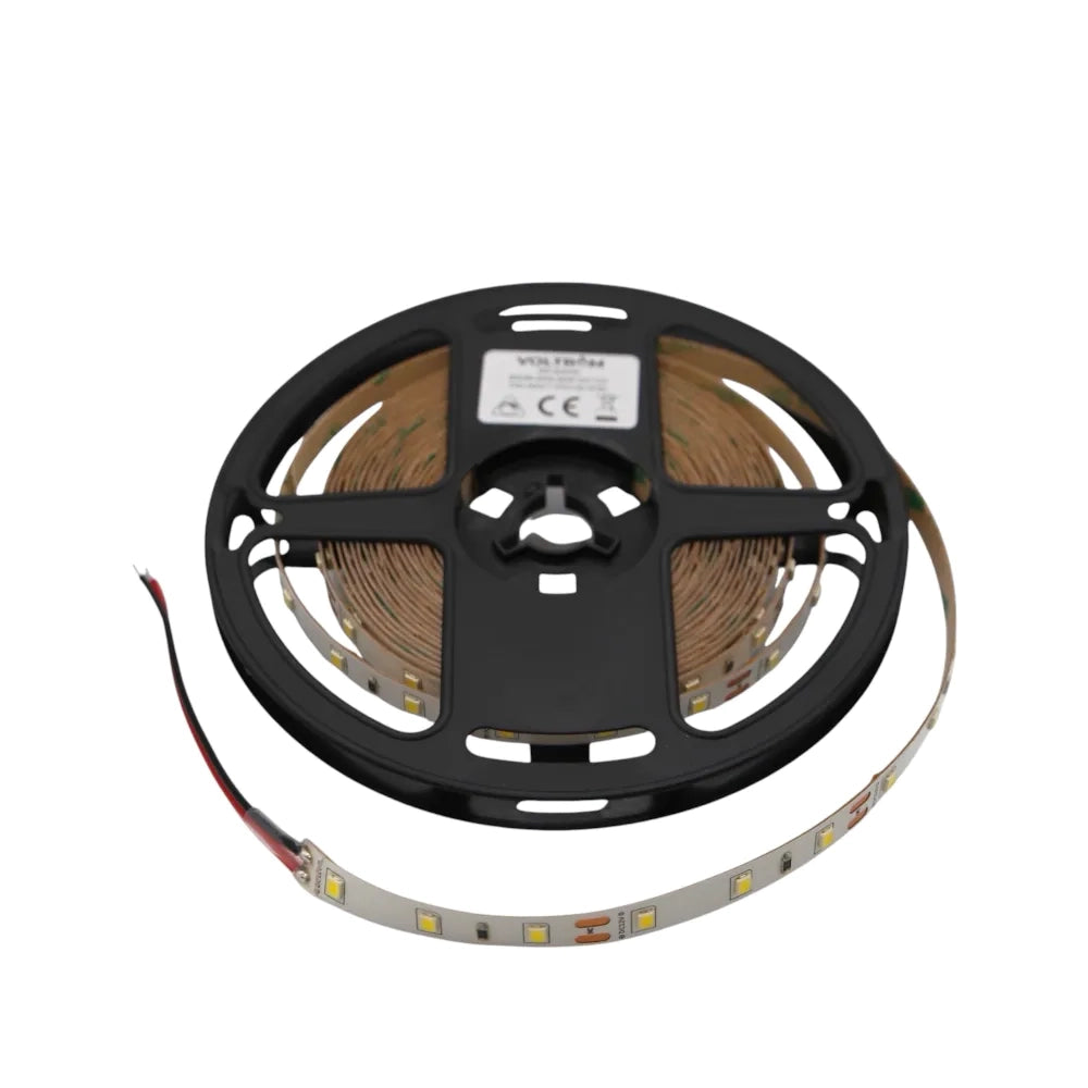 Striscia LED SMD 12V 60LED/m 5m tagliabile ogni  5cm 6W/m luce fredda 6000K IP20
