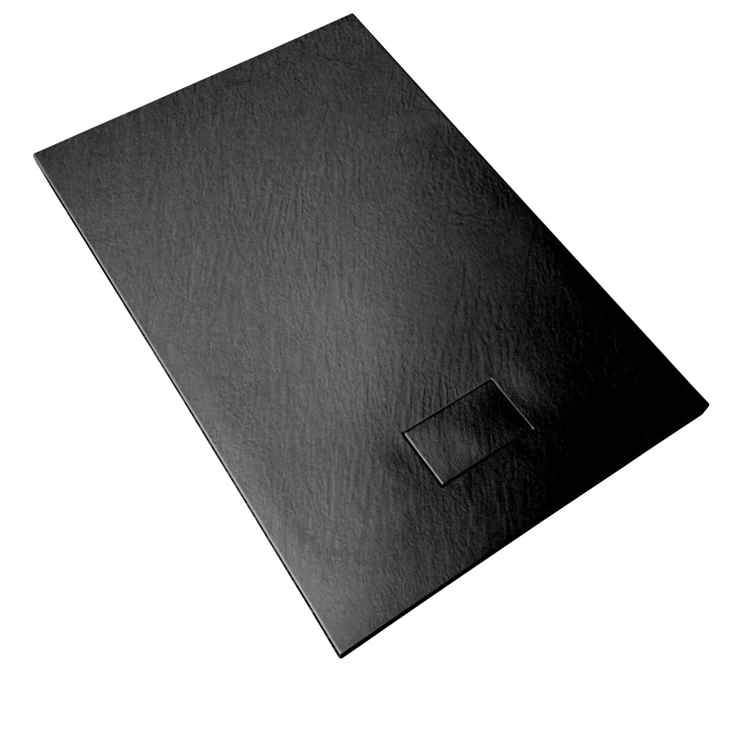 Piatto Doccia In SMC Vetroresina Effetto Pietra H 2,6 Cm Con Piletta Di Scarico Inclusa 70-90 Nero