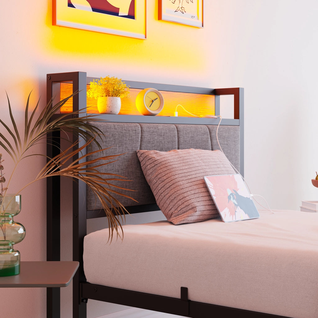 letto in mdf e metallo nero 90 x 200 cm