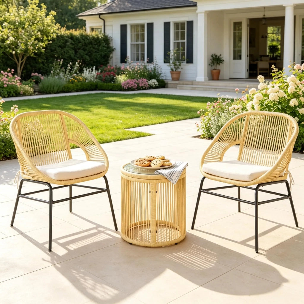 Set da giardino moderno, 2 sedie e 1 tavolo