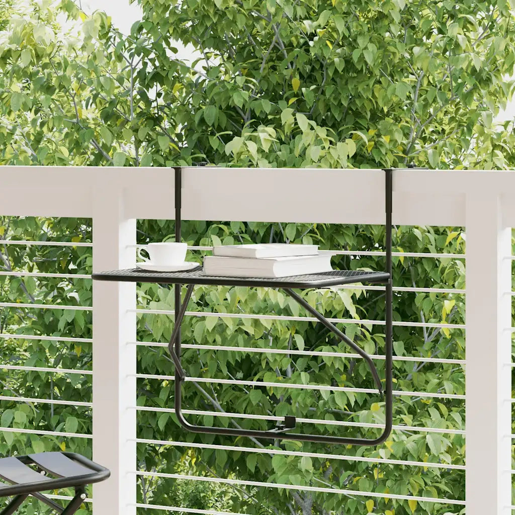 Tavolo da Balcone Nero 60x40 cm in Acciaio 325924