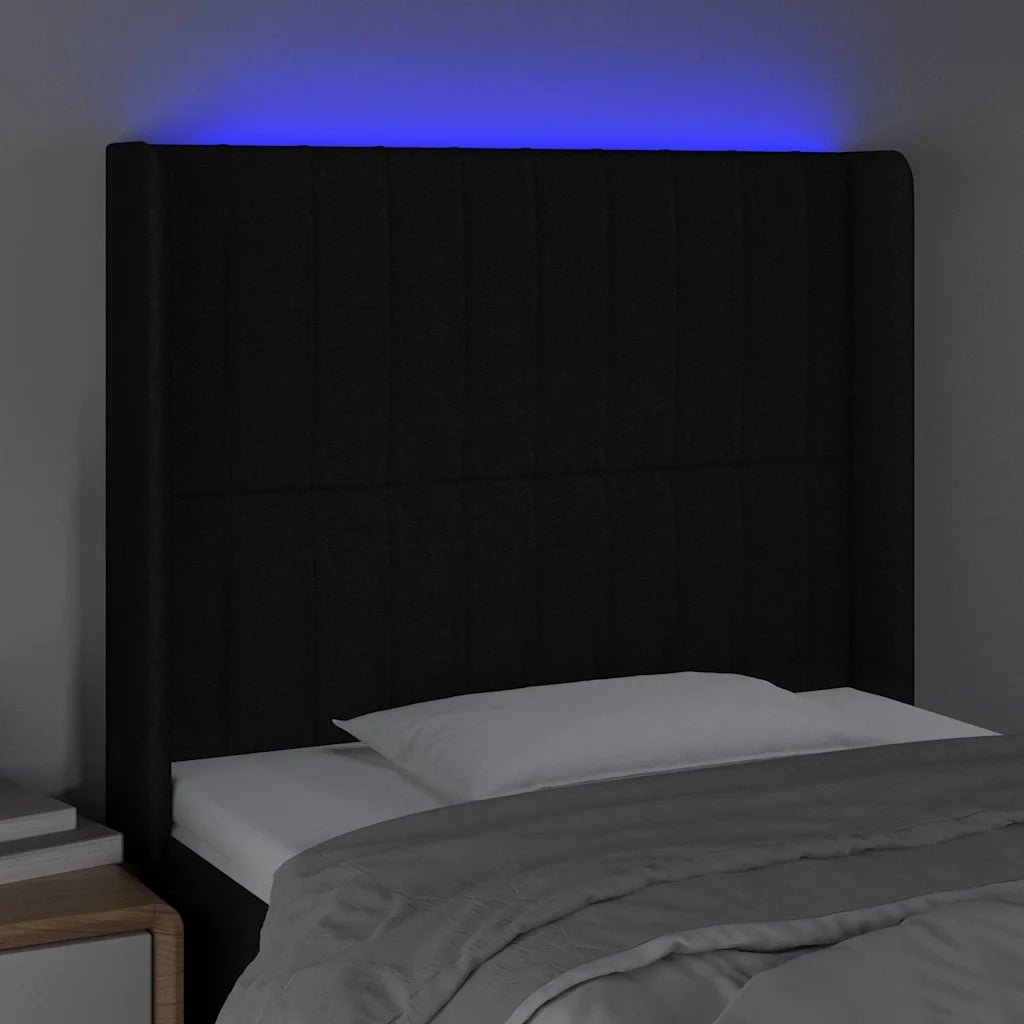 Testiera a LED Nera 83x16x118/128 cm in Tessuto 3124262