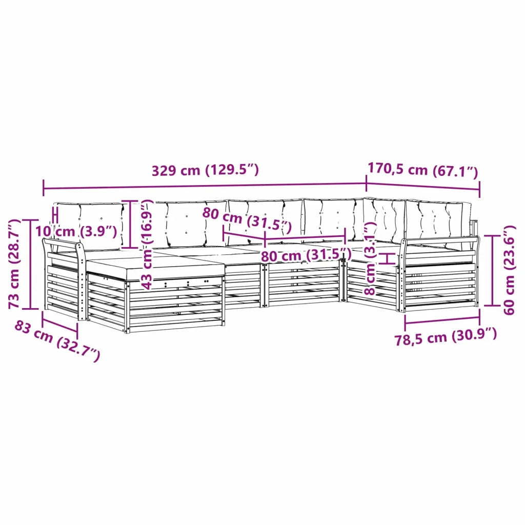 Set di divani da esterno 6 pz Bianco e Antracite Poliestere 3390767