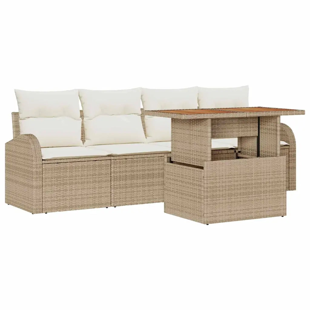 Set Divano da Giardino con cuscino 5 pcs beige e panna 3349518