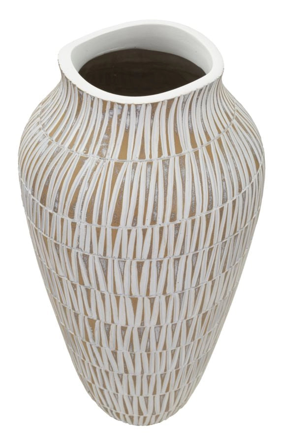 Vaso Resina Stiky Ø22x44 cm in Resina Oro e Bianco