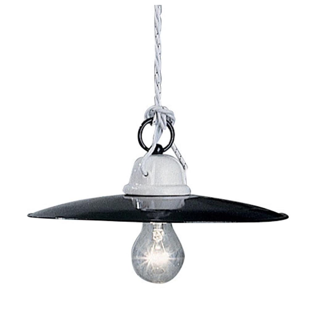 Lampadario Industrial Potenza Ferro E Ceramica Nero Diam. 35Cm 1 Luce E27