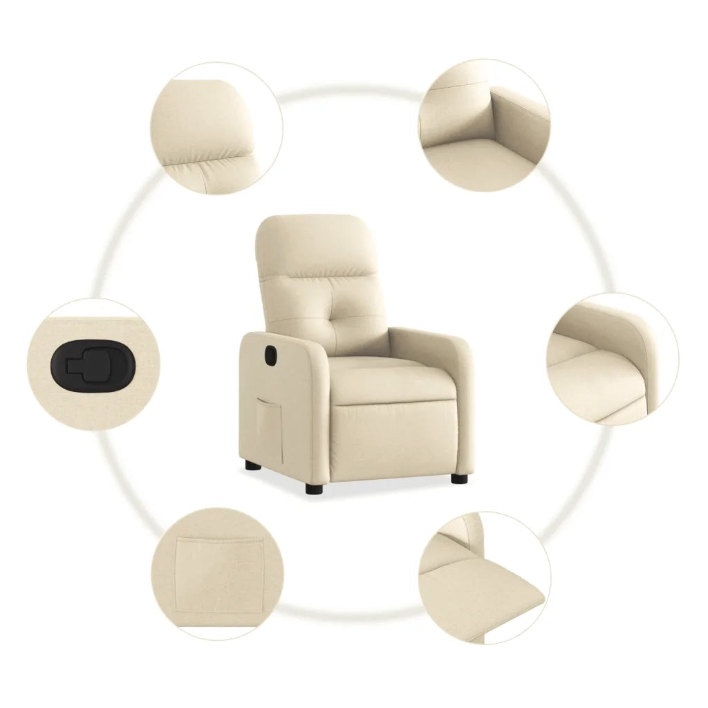 Poltrona Reclinabile in Tessuto Crema 374205