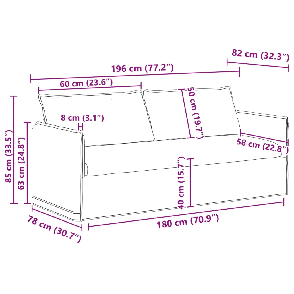 Set di divani 2 pcs Crema 196 x 82 x 85 cm Tessuto 3407616