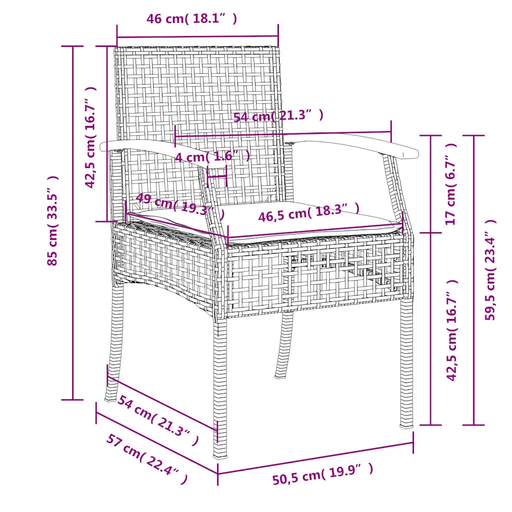 Set da Pranzo da Giardino 7 pz con Cuscini in Polyrattan Grigio 3213572
