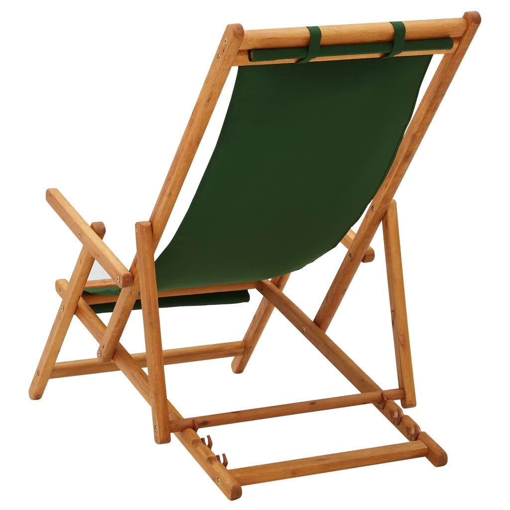 Sedia pieghevole in legno massello di eucalipto e tessuto verde 310312