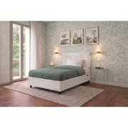 Letto imbottito Singolo 80x190 cm Square - Bianco,Similpelle,Contenitore