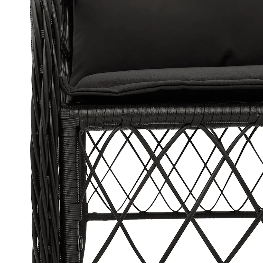 Set da Pranzo da Giardino 7 pz Nero con Cuscini in Polyrattan 3212045