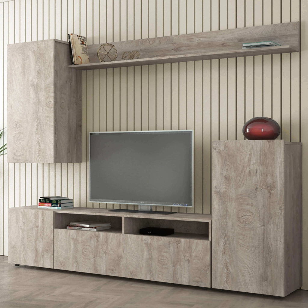 BRIDGE PARETE SOGGIORNO ROVERE CHIARO 210 X 36,5 X H 170 CM