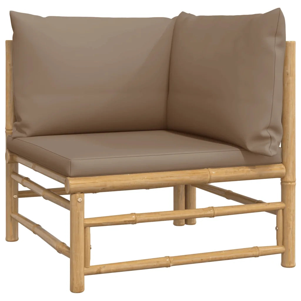 Set Salotto da Giardino 8pz con Cuscini Tortora Bambù 3155126
