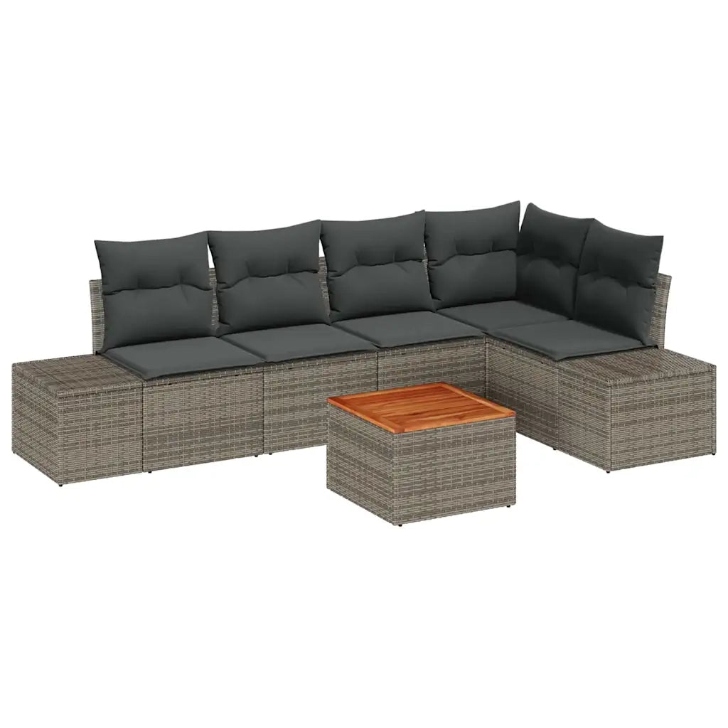 Set Divano da Giardino 6 pcs Grigio polyrattan 3356627