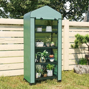 Mini serra da giardino con 4 ripiani, 69 x 50 x 165 cm, verde