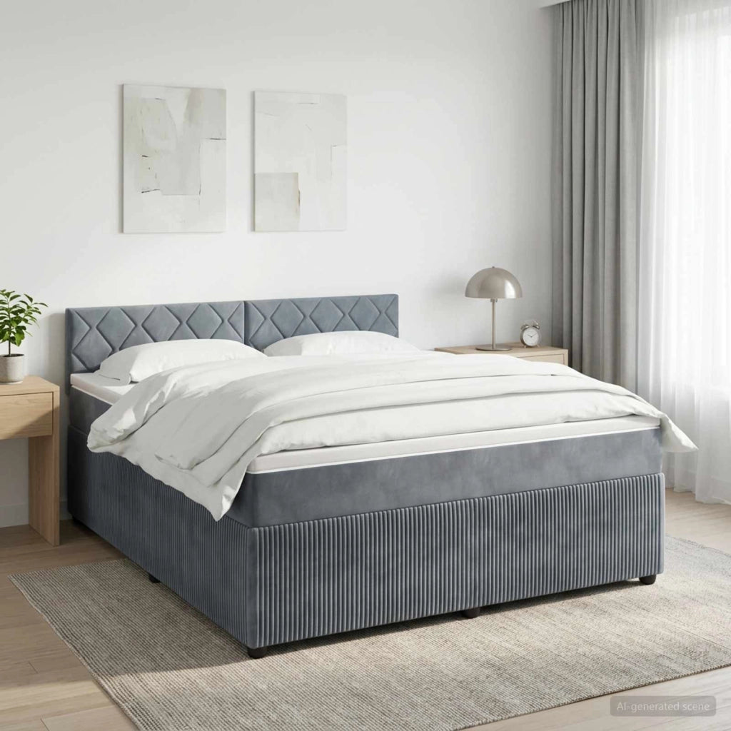 Letto box spring con materasso Grigio Scuro 140 x 200 cm 3451698