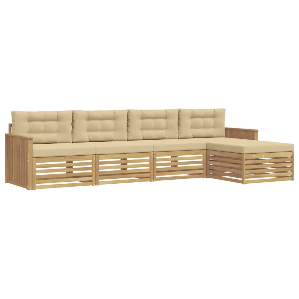 Set di divani da esterno 5 pz Bianco e Beige 3390323