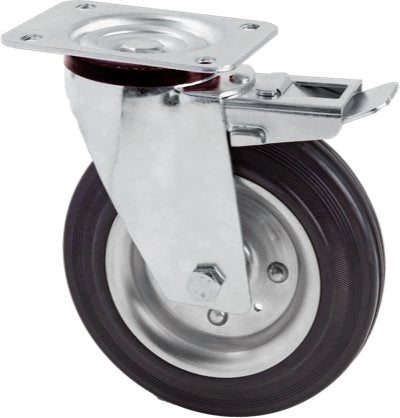 RUOTA INDUSTRIALE GIREVOLE IDEAL STAR C/FRENO 100 mm - portata 80 kg - IDEAL STAR