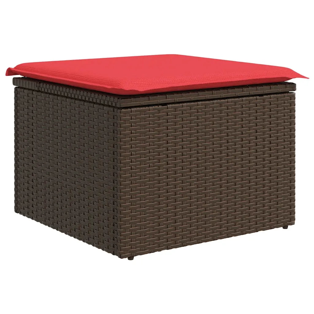 Set Divano da Giardino 9 pcs Marrone e Rosso polyrattan 3348880