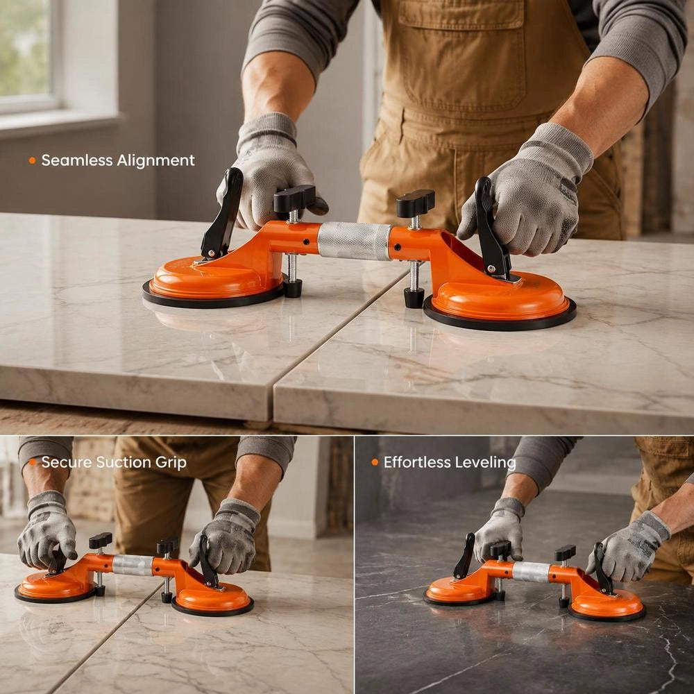 Seamless Seam Setter 2-Pack Granite Seam Connectors With 125 Mm Vacuum Suction Cups, For Joining & Leveling Seams, 180° Adjustable, Ideal For Tiles, Stone, Marble Slabs