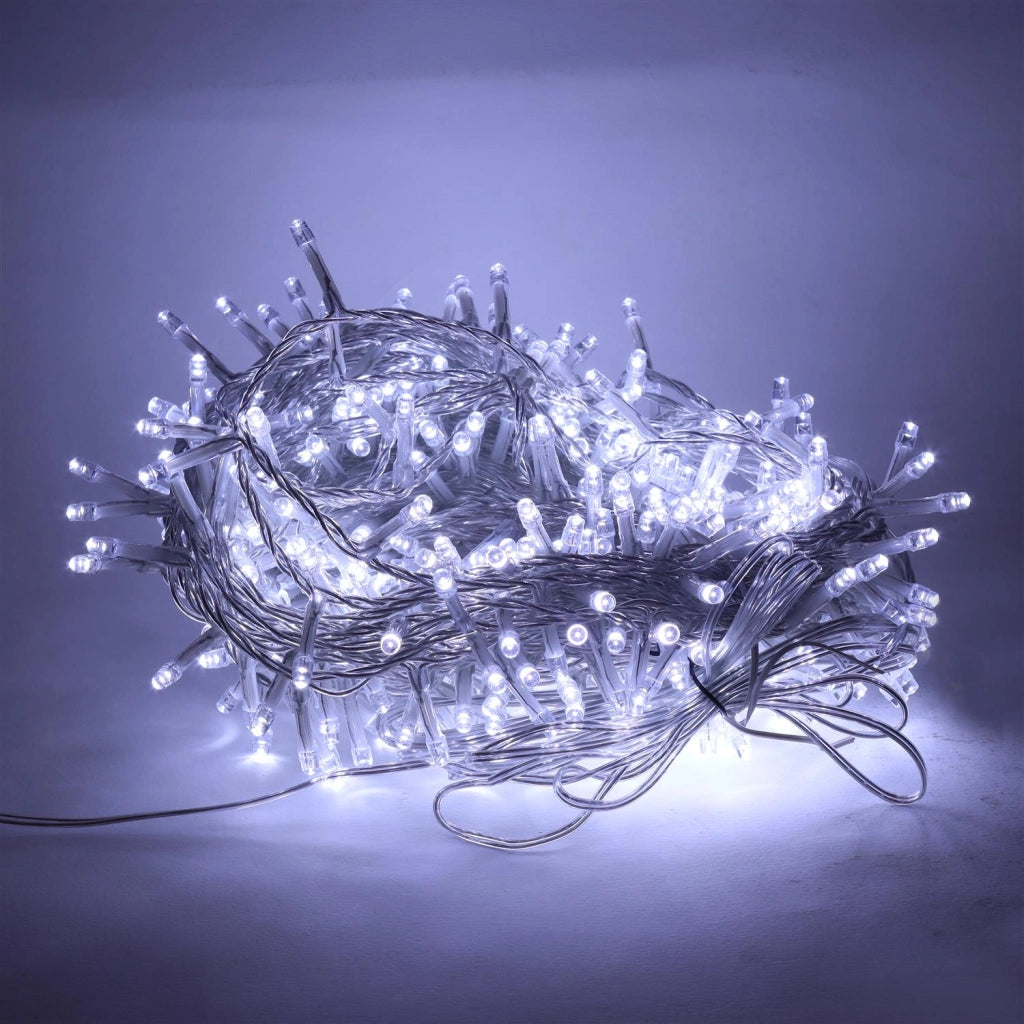 HIGH-TECH LUCI DI NATALE 500 LED BIANCO FREDDO DA INTERNO E ESTERNO 26,5 METRI