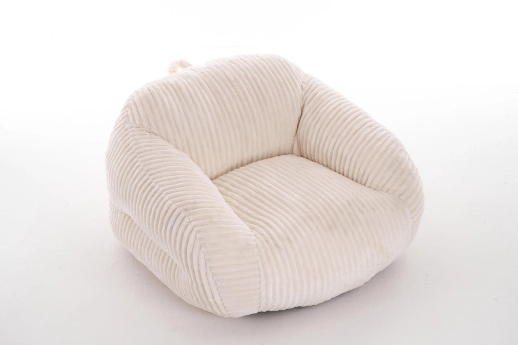Pouf sacco con schienale; in velluto a coste beige
