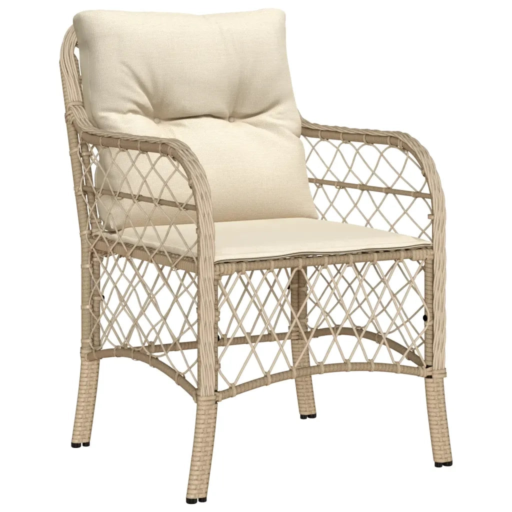 Set da Pranzo da Giardino 9 pz con Cuscini Beige in Polyrattan
