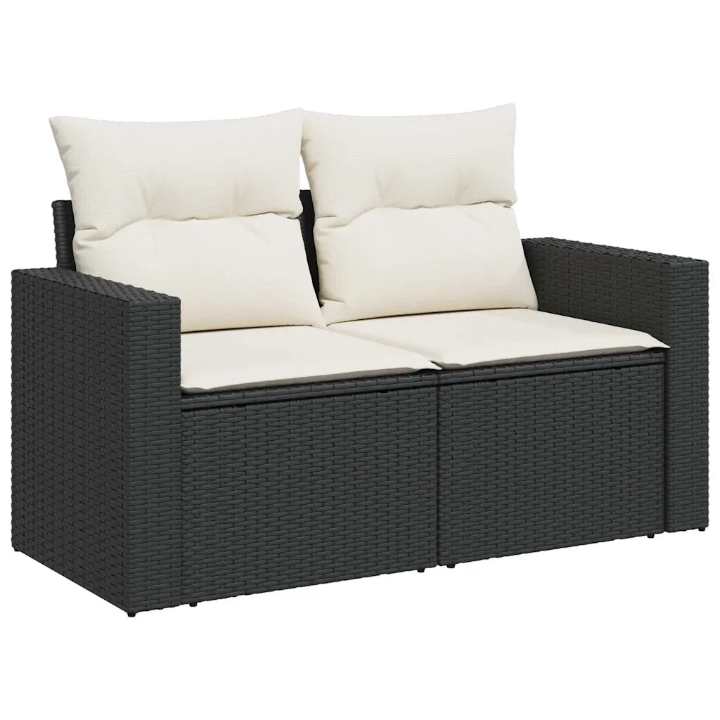 Set Divani da Giardino 11 pz con Cuscini in Polyrattan Nero 3256504
