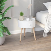 Tavolino con cassetto in legno bianco