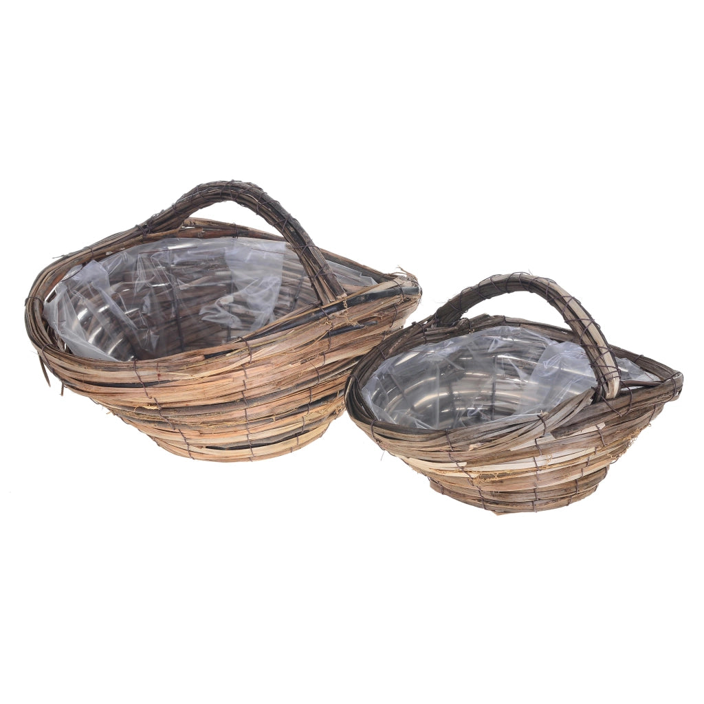 Set 2 Cesti Ovali in Vimini con Manico Larghezza 47 cm