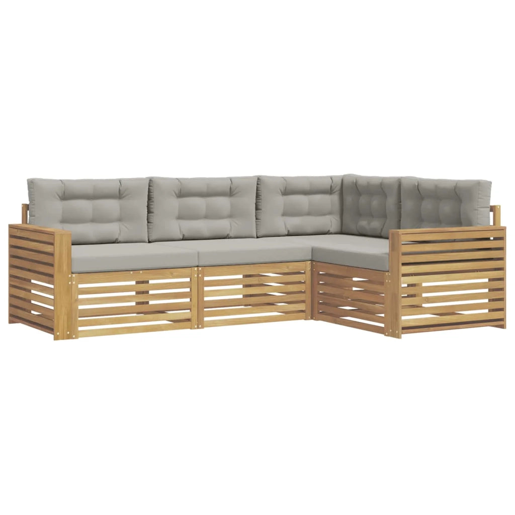 Set di divani da esterno 4 pz Bianco e Grigio Chiaro Poliestere 3390411