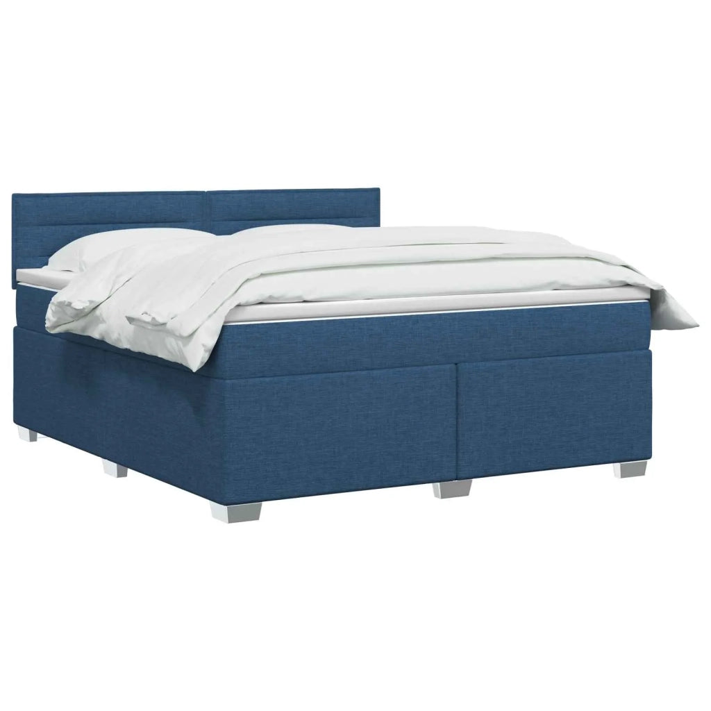Letto con Box Spring, Materasso e LED Blu 160 x 200 cm Tessuto 3451979