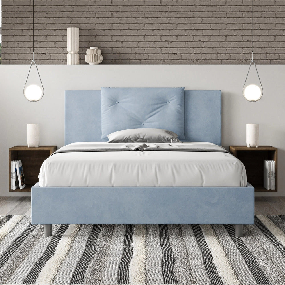 Letto Matrimoniale Extra Large 190x190 cm con Rete Appia Azzurro