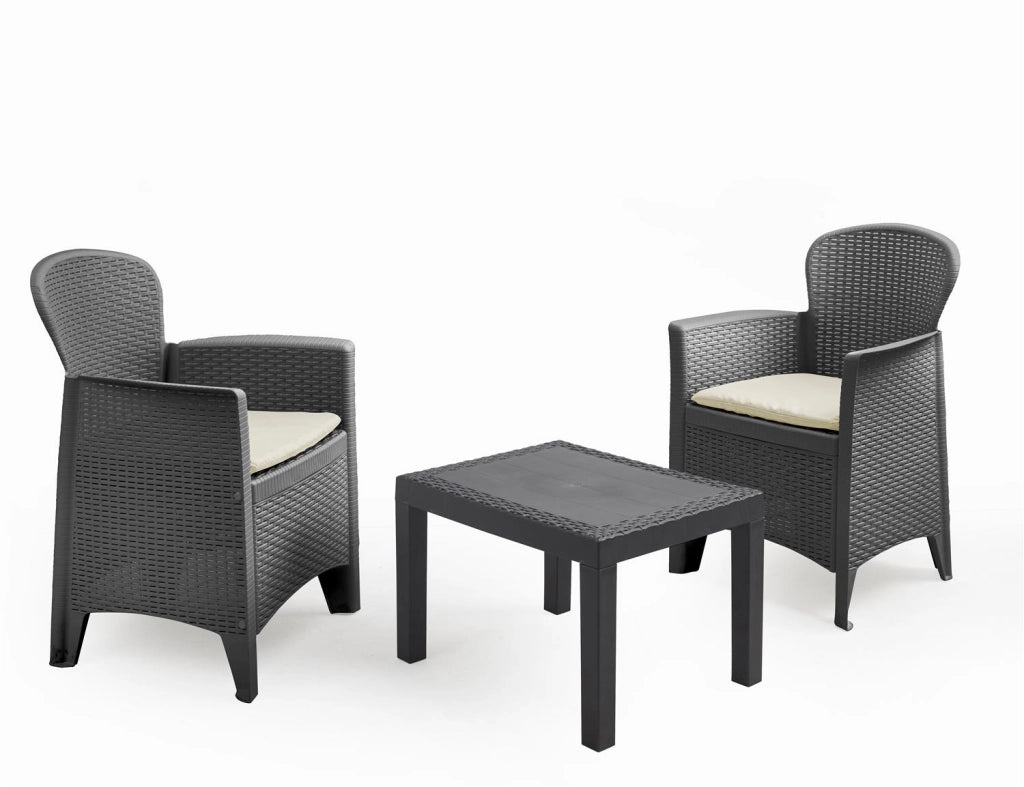 MAURY'S AKITA ANTRACITE SALOTTO DA GIARDINO CON CUSCINI 3 PZ