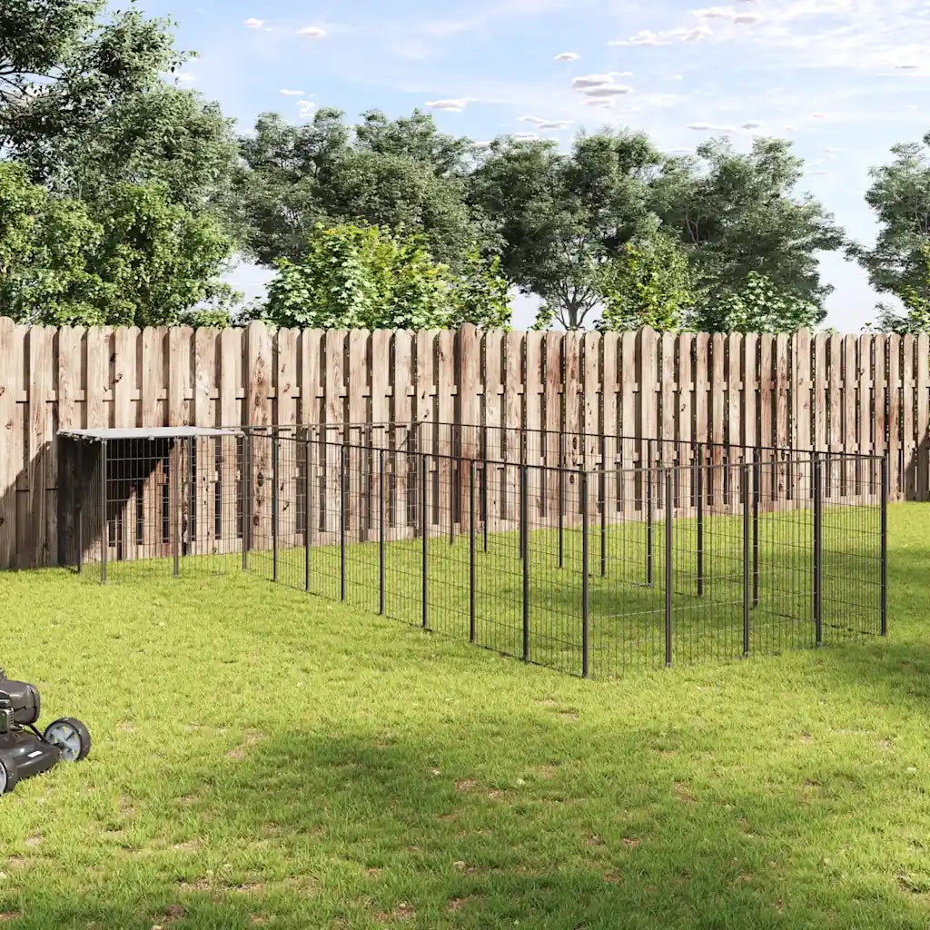 Gabbia per Cani Nera 13,31 m² in Acciaio 3082238