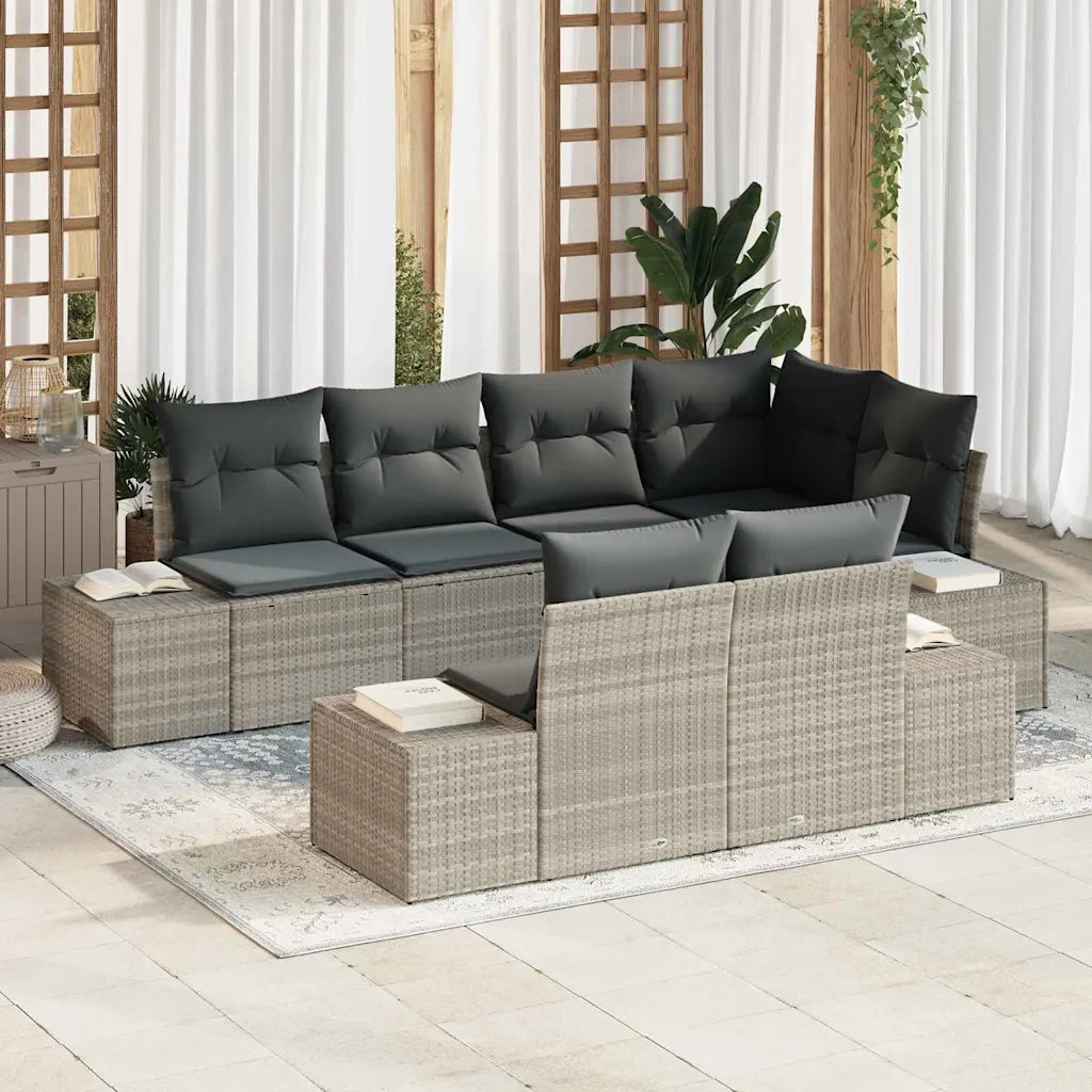 Set Divano da Giardino 7 pcs Grigio chiaro polyrattan 3355771
