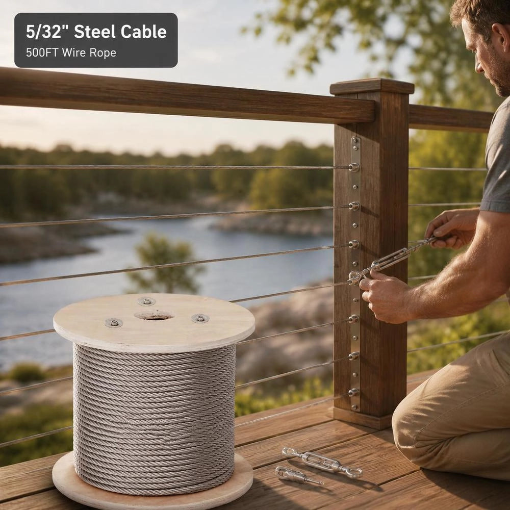 316 Stainless Steel Cable, 152 M Long Stainless Steel Wire Rope With 4 Mm Diameter And 1x19 Construction, 1496 Kg Breaking Strength Steel Cable For Outdoor Railings, Terraces, DIY Balustrades