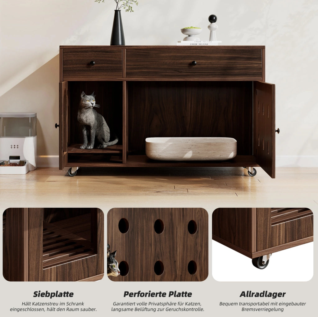 MOBILE LETTIERA 100x45x66 cm MDF Noce con cassetti