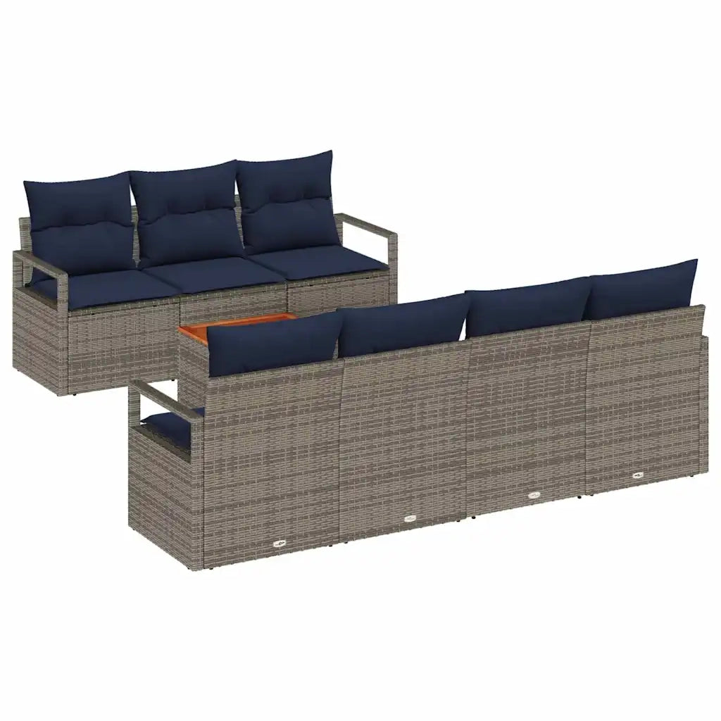 Set Divano da Giardino con cuscino 8 pcs Grigio polyrattan 3347668