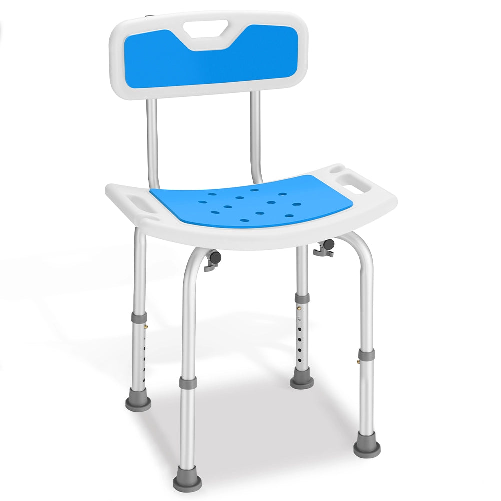 Sedia da Doccia con Schienale per Anziani Disabili Altezza Regolabile max 130 kg