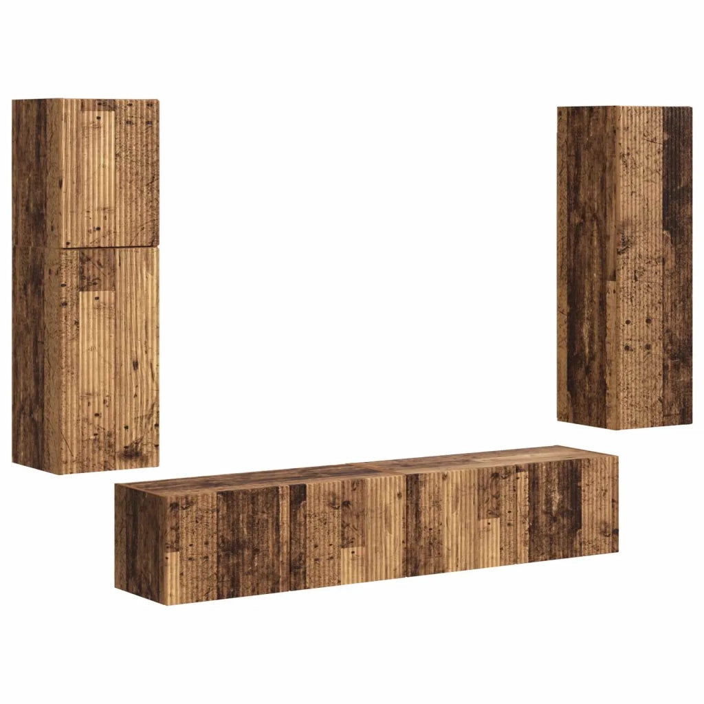 Set mobile TV 4 pcs Legno vecchio Legno multistrato